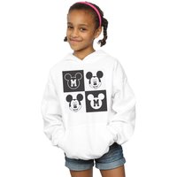 Disney Girl's Mickey Mouse Smiling Squares Hoodie in White | Size: 9 Years