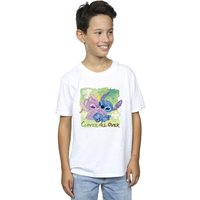 Disney Boy's Lilo & Stitch St Patrick´s Day Clover T-Shirt in White | Size: 9 Years