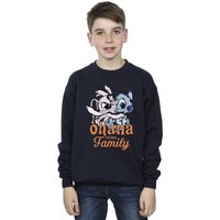 Disney Boy's Lilo & Stitch Ohana Angel Hug Sweatshirt in Navy | Size: 7-8 Years