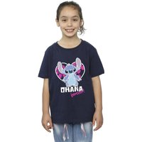 Disney Girl's Lilo & Stitch Ohana Forever Heart Cotton T-Shirt in Navy | Size: 12-13 Years