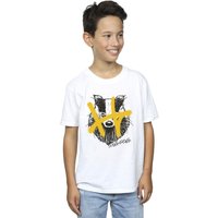 Harry Potter Boy's Hufflepuff Pop Spray T-Shirt in White | Size: 3-4 Years