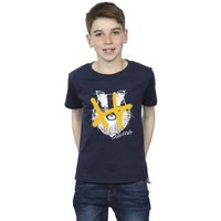 Harry Potter Boy's Hufflepuff Pop Spray T-Shirt in Navy | Size: 3-4 Years