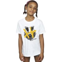Harry Potter Girl's Hufflepuff Pop Spray Cotton T-Shirt in White | Size: 7-8 Years