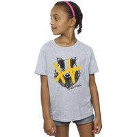 Harry Potter Girl's Hufflepuff Pop Spray Cotton T-Shirt in Grey | Size: 9 Years