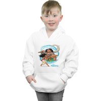 Disney Boy's Moana & Maui Wave Hoodie in White | Size: 5-6 Years