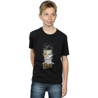 David Bowie Boy's Aladdin Sane Gold Bolt T-Shirt in Black | Size: 7-8 Years