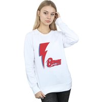 David Bowie Women's Red Bolt Sweatshirt in White | Size: Large