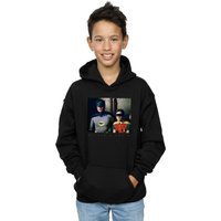 DC Comics Boy's Batman TV Series Dynamic Duo Photograph Hoodie in Black | Size: 12-13 Years