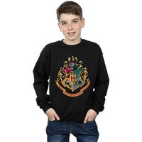 Harry Potter Boy's Hogwarts Crest Gold Ink Sweatshirt in Black | Size: 9 Years