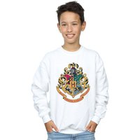 Harry Potter Boy's Hogwarts Crest Gold Ink Sweatshirt in White | Size: 5-6 Years