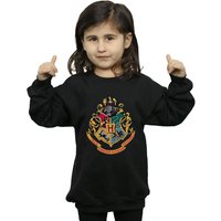 Harry Potter Girl's Hogwarts Crest Gold Ink Sweatshirt in Black | Size: 5-6 Years