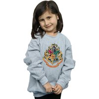 Harry Potter Girl's Hogwarts Crest Gold Ink Sweatshirt in Grey | Size: 12-13 Years