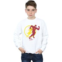 DC Comics Boy's The Flash Running Emblem Sweatshirt in White | Size: 7-8 Years