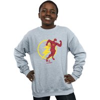 DC Comics Boy's The Flash Running Emblem Sweatshirt in Grey | Size: 12-13 Years