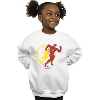 DC Comics Girl's The Flash Running Emblem Sweatshirt in White | Size: 5-6 Years