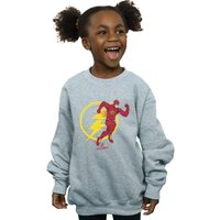 DC Comics Girl's The Flash Running Emblem Sweatshirt in Grey | Size: 7-8 Years