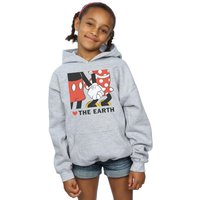 Disney Girl's Mickey Mouse Heart The Earth Hoodie in Grey | Size: 12-13 Years