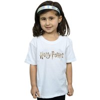 Harry Potter Girl's Full Colour Logo Cotton T-Shirt in White | Size: 12-13 Years