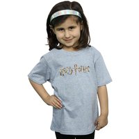 Harry Potter Girl's Full Colour Logo Cotton T-Shirt in Grey | Size: 7-8 Years