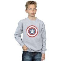 Marvel Boy's Captain America Civil War Distressed Shield Sweatshirt in Grey | Size: 5-6 Years