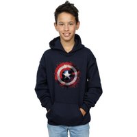 Marvel Boy's Avengers Captain America Art Shield Hoodie in Navy | Size: 7-8 Years