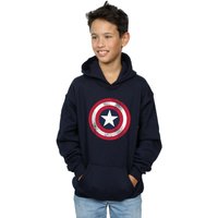 Marvel Boy's Captain America Distressed Shield Hoodie in Navy | Size: 5-6 Years