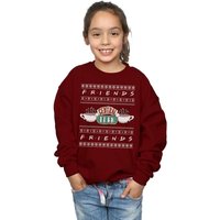 Friends Girl's Fair Isle Central Perk Sweatshirt in Burgundy | Size: 12-13 Years