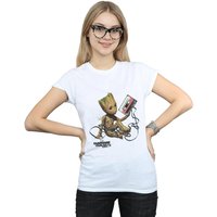 Marvel Women's Guardians Of The Galaxy Groot Tape Cotton T-Shirt in White | Size: XL