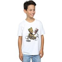 Marvel Boy's Guardians Of The Galaxy Groot Tape T-Shirt in White | Size: 9 Years