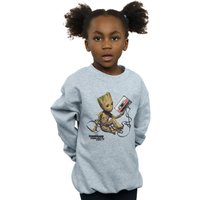 Marvel Girl's Guardians Of The Galaxy Groot Tape Sweatshirt in Grey | Size: 5-6 Years