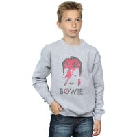David Bowie Boy's Aladdin Sane Distressed Sweatshirt in Grey | Size: 5-6 Years