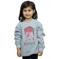 David Bowie Girl's Aladdin Sane Distressed Sweatshirt in Grey | Size: 9 Years