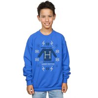 Harry Potter Boy's Christmas Knit Sweatshirt in Blue | Size: 7-8 Years