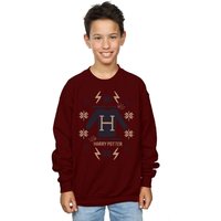 Harry Potter Boy's Christmas Knit Sweatshirt in Burgundy | Size: 5-6 Years