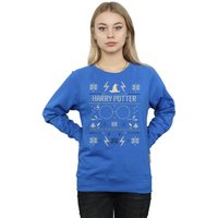 Harry Potter Women's Christmas Pattern Sweatshirt in Blue | Size: Large