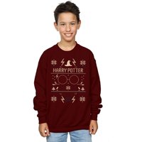 Harry Potter Boy's Christmas Pattern Sweatshirt in Burgundy | Size: 9 Years