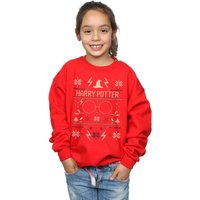 Harry Potter Girl's Christmas Pattern Sweatshirt in Red | Size: 5-6 Years