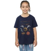 Harry Potter Girl's All I Want For Christmas Cotton T-Shirt in Navy | Size: 12-13 Years