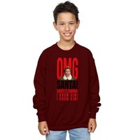 Elf Boy's OMG Santa I Know Him Sweatshirt in Burgundy | Size: 9 Years