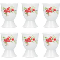 KitchenCraft Set Of 6 Floral Egg Cups in White