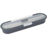 Built NY Travel Cutlery Set in Case, 18/8 Stainless Steel Spoon, Knife & Fork, 20 x 6 x 3cm in Grey | Size: 20 x 6 x 3 cm