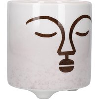 KitchenCraft Abstract Face Planter, White & Brown Ceramic Indoor Plant Pot