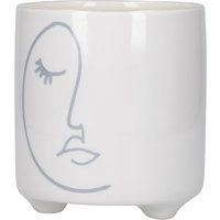 KitchenCraft Abstract Face Planter, White & Grey Ceramic Indoor Plant Pot