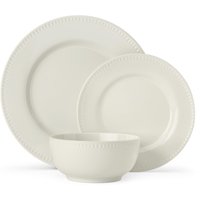 Mikasa Cranborne 12-Piece Stoneware Dinner Set, Cream in White