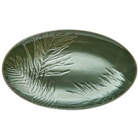 Mikasa Jardin Stoneware Oval Serving Platter, 36cm, Green in Dark Green
