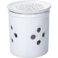 KitchenCraft Idilica Stoneware Garlic Storage with Grater Lid, Cream in White