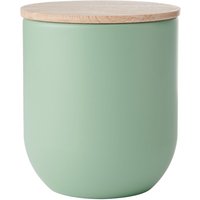 KitchenCraft Idilica Kitchen Canister with Beechwood Lid, 9 x 10cm, Green in Light Green | Size: 9 x 10 cm