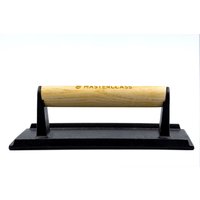 MasterClass Cast Iron Grill Press with Wooden Handle in Black