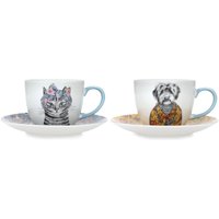 Mikasa Teacup & Saucer Fine China Set of 2 x 240ml in White