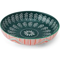Mikasa Glazed Stoneware Coupe Pasta Bowl, Folk Pattern Design, 21cm